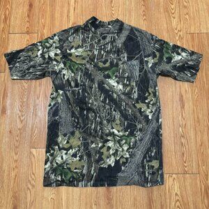 Vintage Mossy Oak Camouflage Pocket‎ Mock Neck Shirt